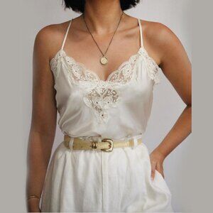 Victoria’s Secret 90's Ivory Satin Vintage Lace Camisole | Size Medium